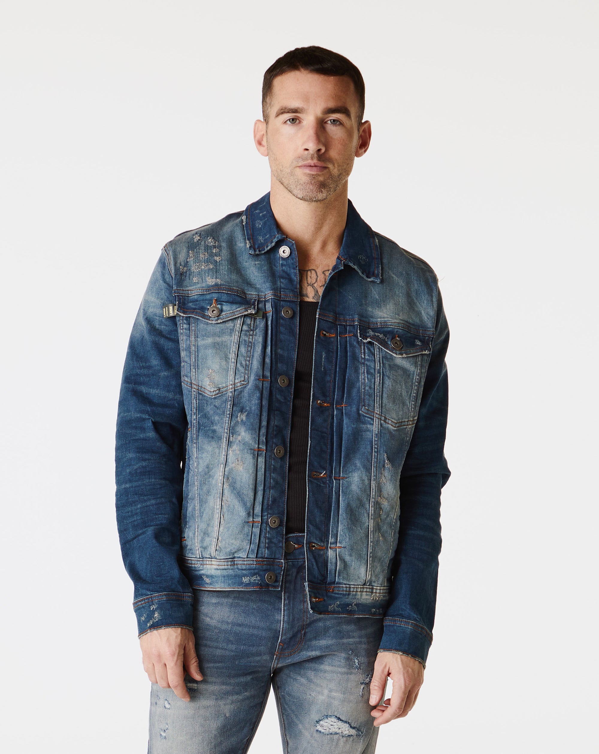 Jordan Craig Ripped Denim Jacket - Rule of Next Apparel